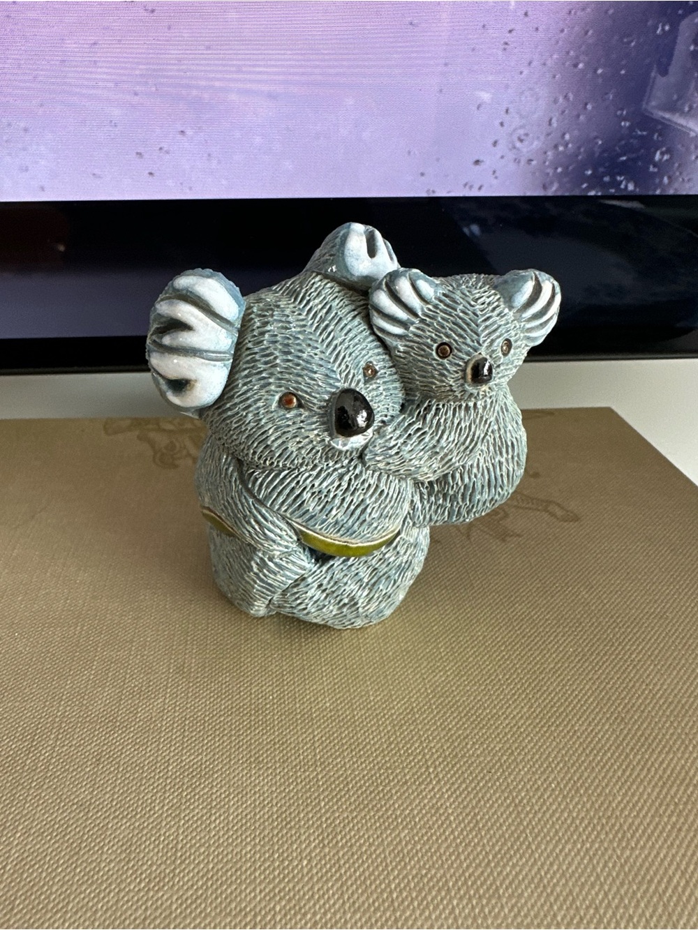 Blue Ceramic Koala Figurine - Decorative Home Accent